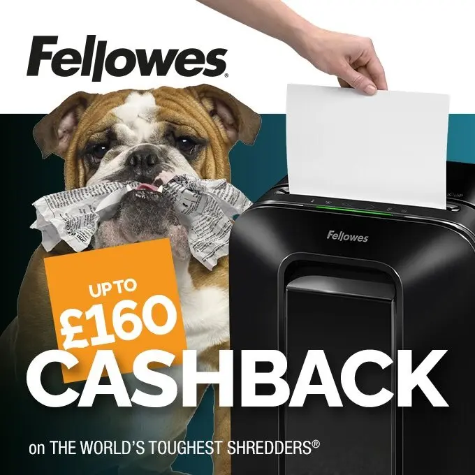 Buy selected Fellowes shredders to claim up to £160 cashback