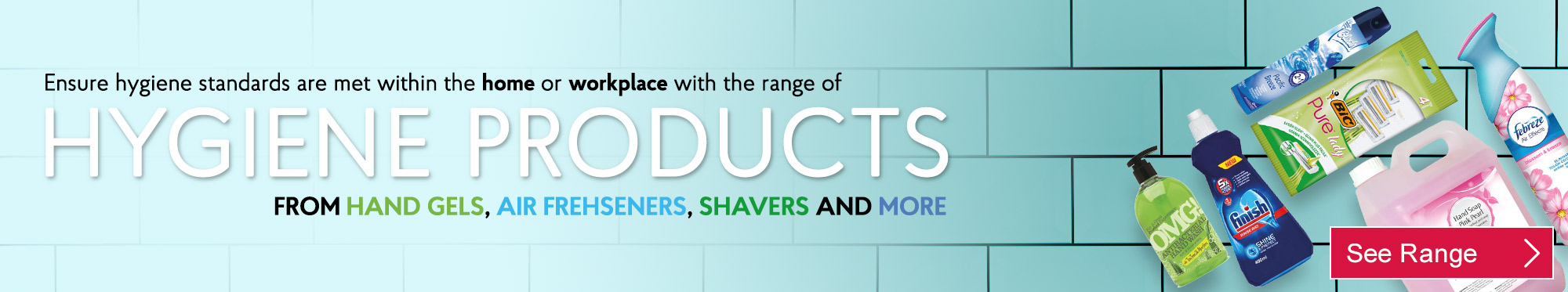 Ensure hygiene standards are met within the home or workplace with the range of Hygiene Products