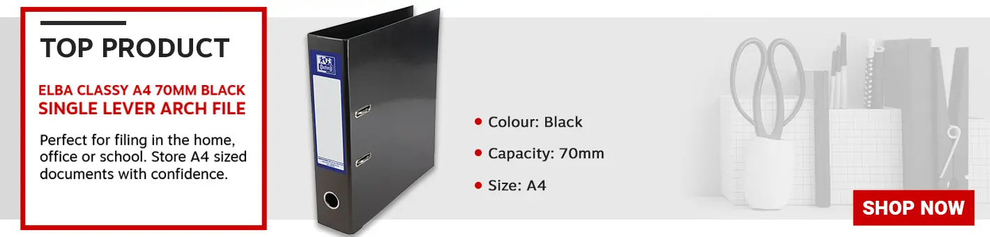 Oxford 70mm Lever Arch File Laminated A4 Black