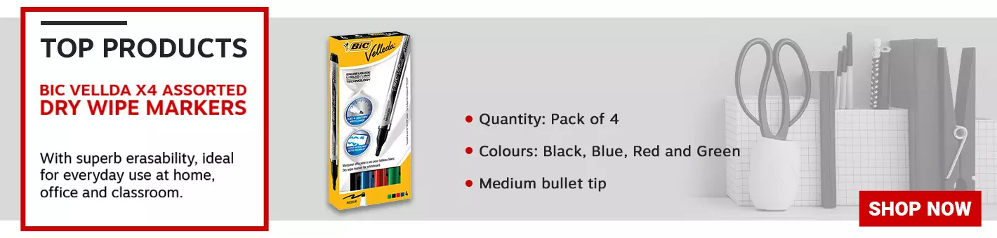 Bic Velleda Liquid Ink Drywipe Marker Assorted (Pack of 4) 