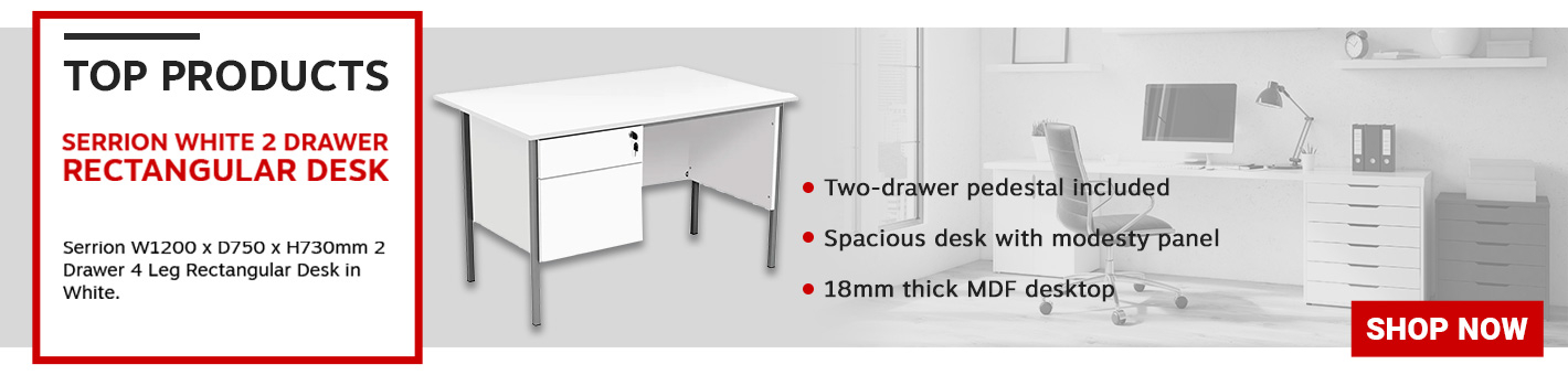 Serrion Rectangular 2 Drawer Pedestal 4 Leg Desk