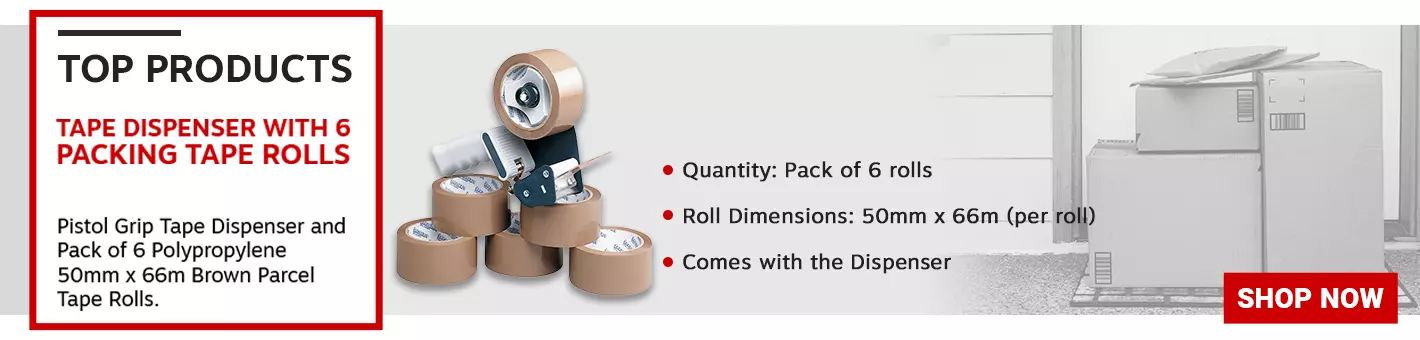 Tape Dispenser With 6 Rolls Polypropylene Tape 50mmx66m (Pack of 6) 