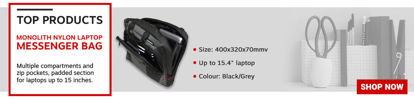 Monolith Nylon Laptop Messenger Bag Black and Grey 