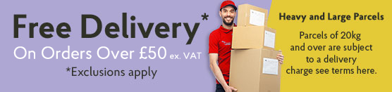 Free Delivery on all orders over £50 ex. VAT* Exclusions apply.