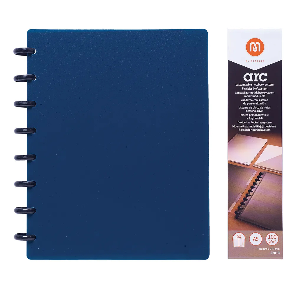 M By Staples ARC Notebook PP Cover Lined 60 Sheets A5 Blue