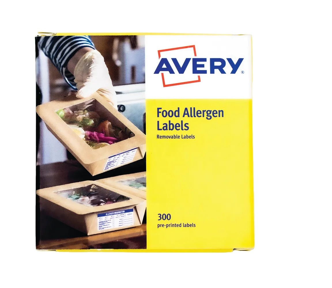 avery pre-printed allergen food labels